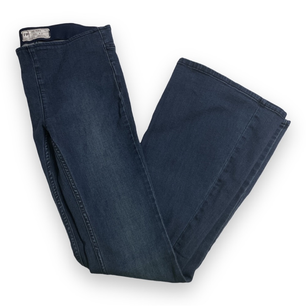 free people flare blue jeans